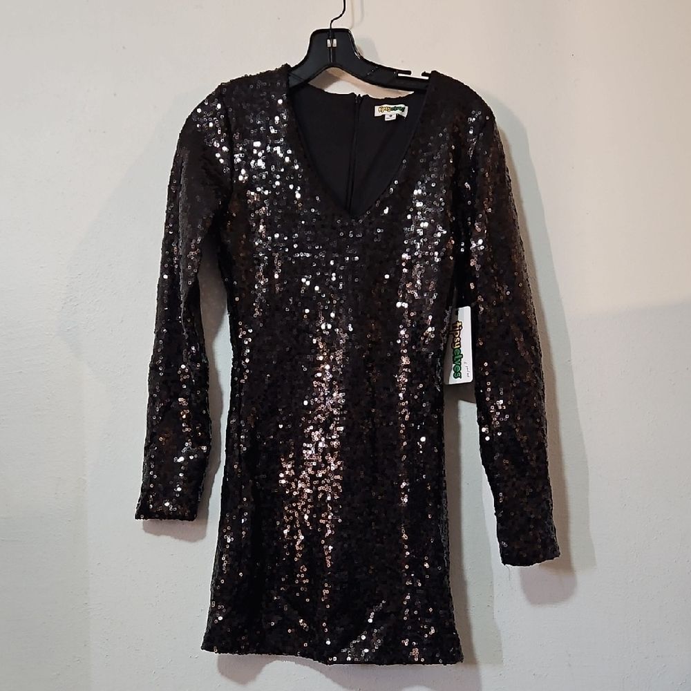 Tipsy Elves Black Sequin Dress S